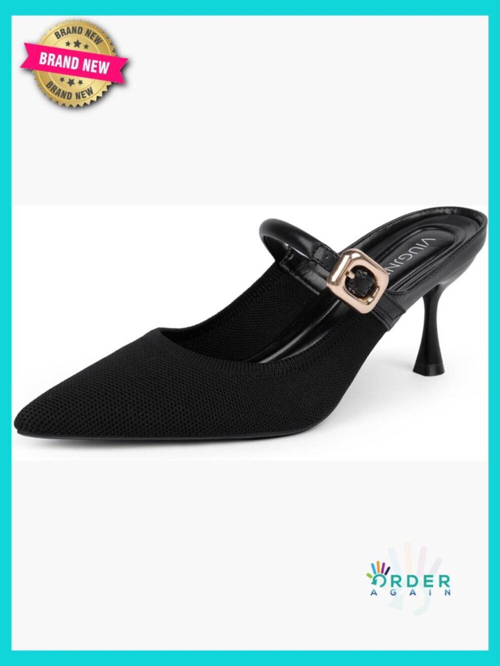 Closed Toe Mule Heels – Pointed Toe, Open Back, 2.75" Stiletto Heel, Knit Uppers